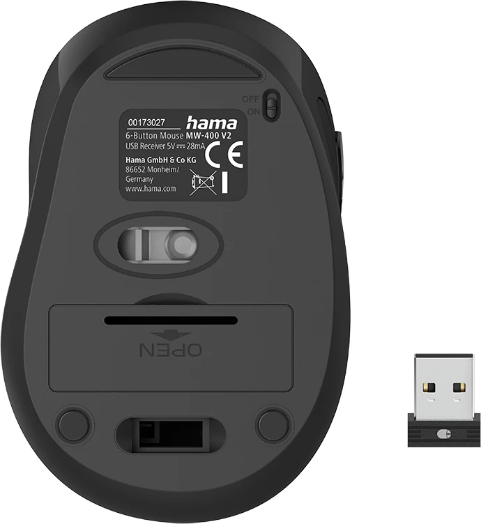 Brezžična miška Hama MW-400 V2, za prenosnik, modra