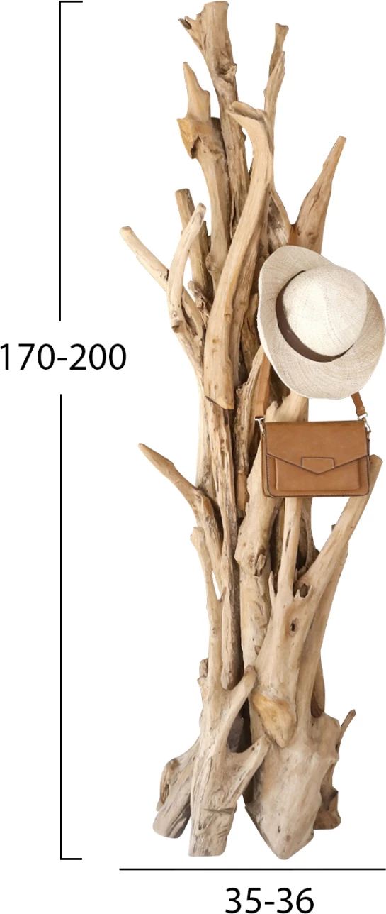 Samostoječi obešalnik iz masivnega naravnega tikovega lesa 170-200cm