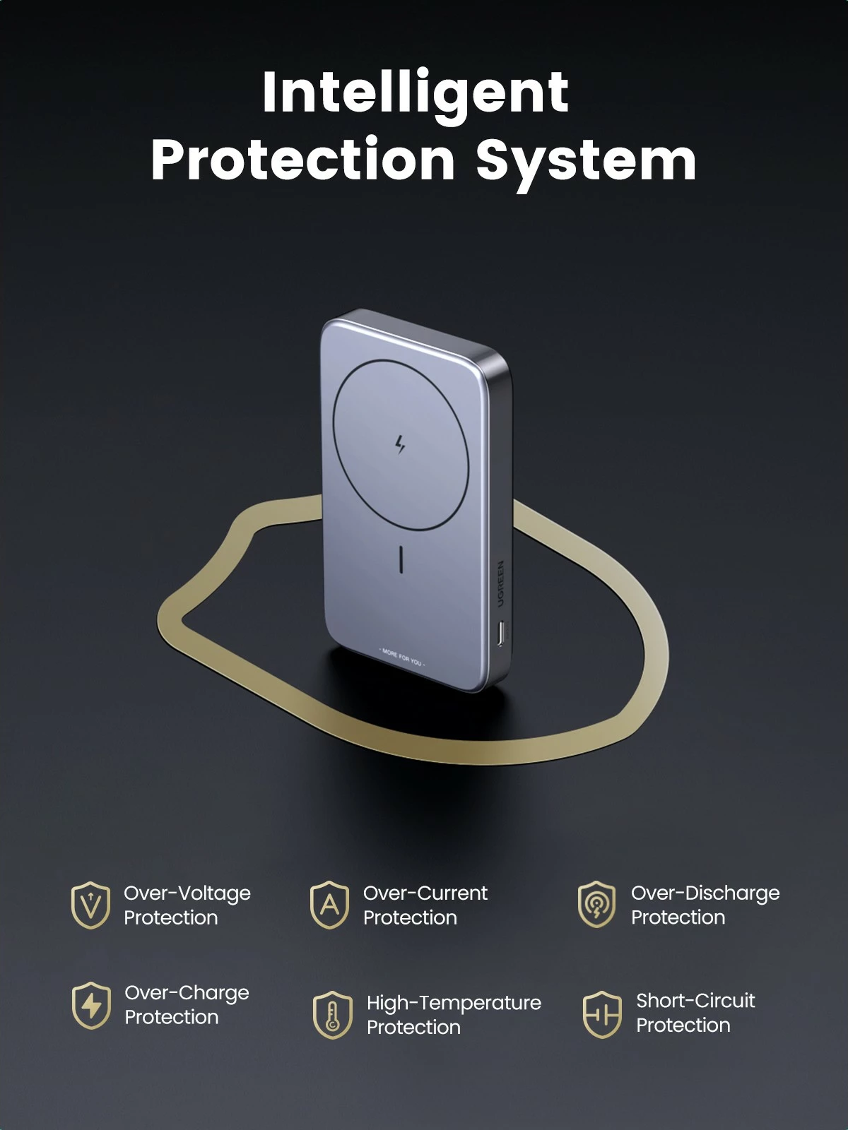 Mini brezžični powerbank 10000mAh, 20W z MagSafe Ugreen, siva