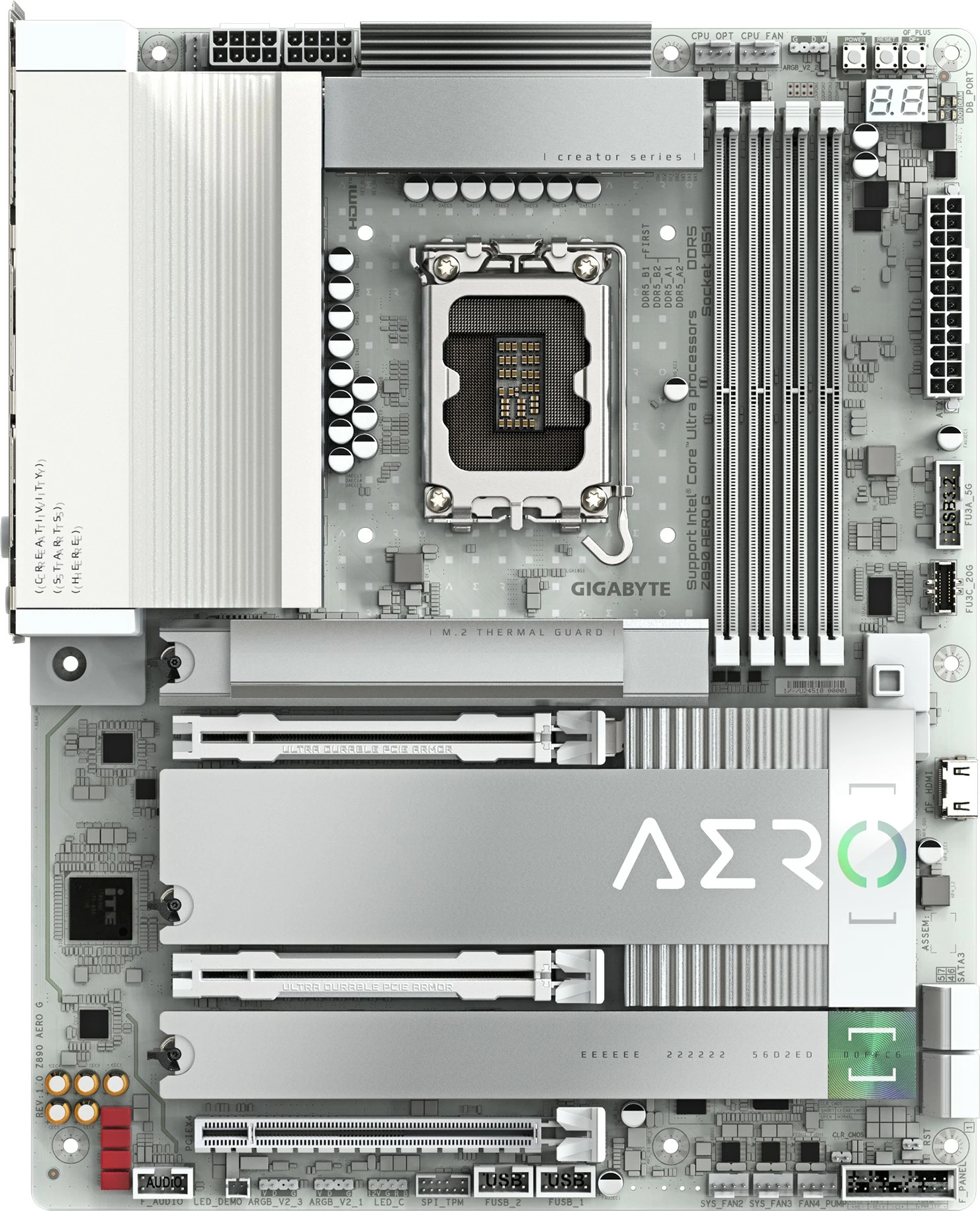 Matična plošča Gigabyte Z890 AERO G, LGA 1851, DDR5, Wi‑Fi 7, Thunderbolt 4, srebrna