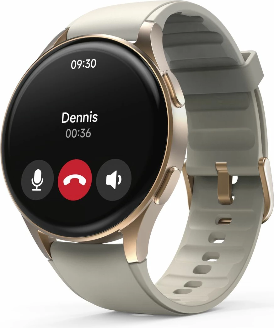 Pametna ura Hama 8900 GPS AMOLED 1.32", silikonski pašček bež, zlata