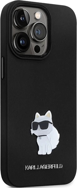 Ovitek s črno silikonsko ploščico Choupette Karl Lagerfeld KLHCP14XSMHCNPK za iPhone 14 Pro Max 6,7"
