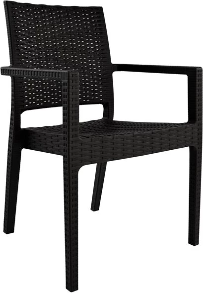 Stol z nasloni iz polipropilena temno rjave barve FH5134.02 57x55,5x89 cm, set 4 kosov