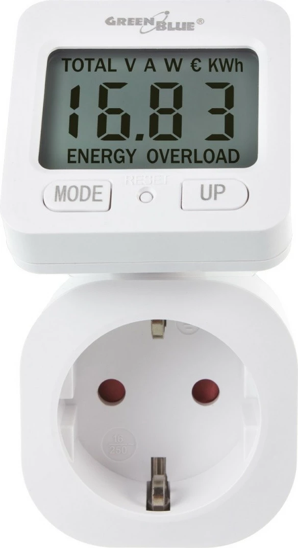 Merilec energije GreenBlue GB615E, 3680 W, zaslon z obračanjem, bel