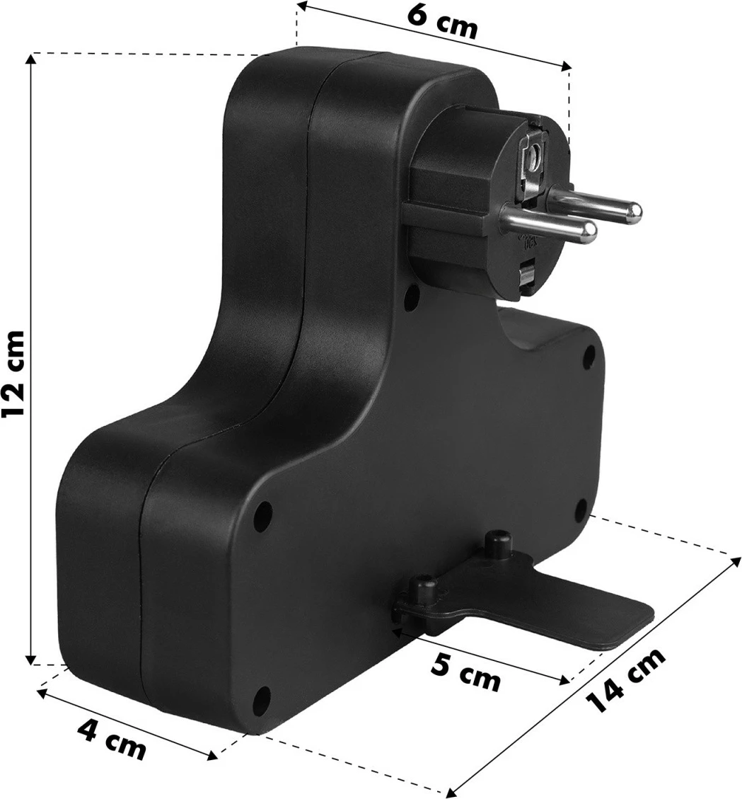 Večvtičnica z vgrajenim stikalom, Maclean MCE224E, 4 vtičnice, črna