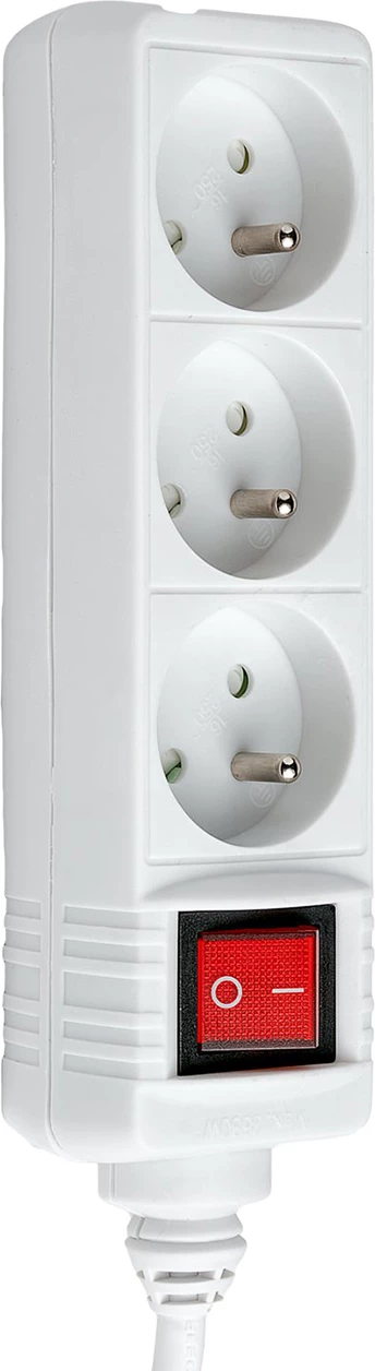 Podaljšek Hama Standard, 3 vtiči, 1,5 m, bel