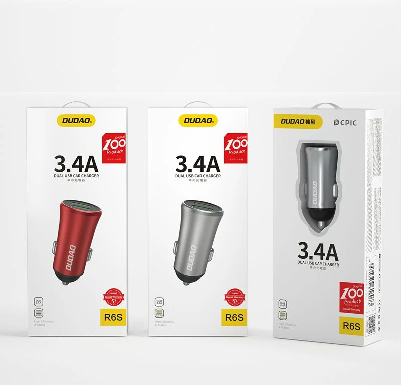 Avtomobilski polnilec Dudao R6S, 2x USB, 3,4 A, srebrn