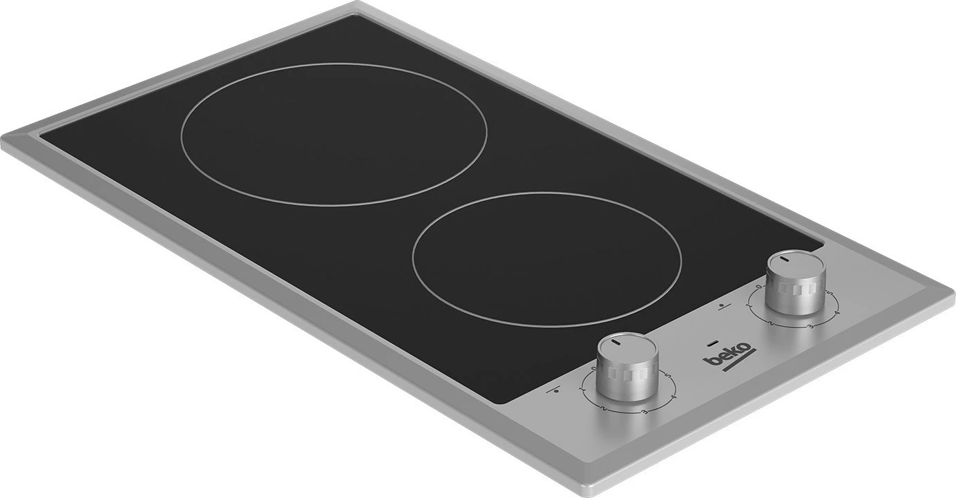 Plošča za kuhanje iz keramike, Beko HDCC32200X, 2 kuhalni coni, črno/inox