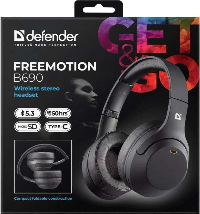 Brezžične slušalke Defender Freemotion B690, črne