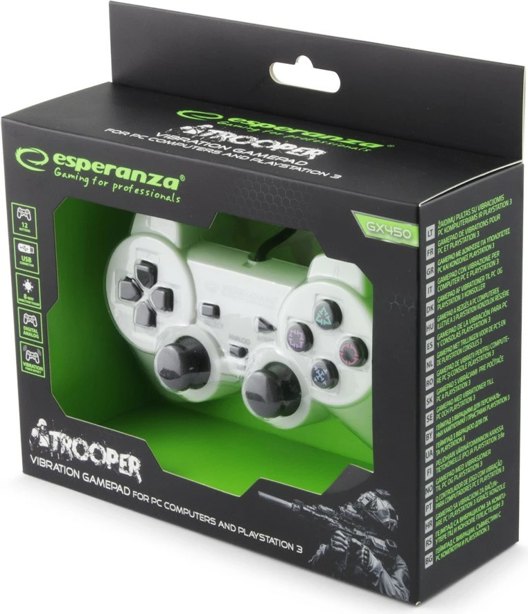 Žična igralna ploščica Esperanza EGG107W za PC/PS3, bela/črna