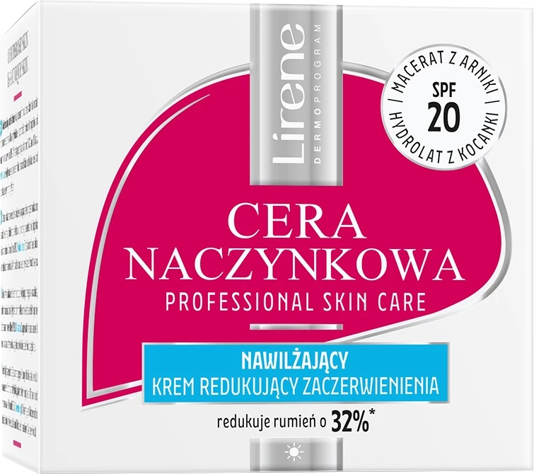 Vlažilna krema za obraz Lirene Vascular, zmanjšuje rdečico SPF20, za ženske, 50 ml