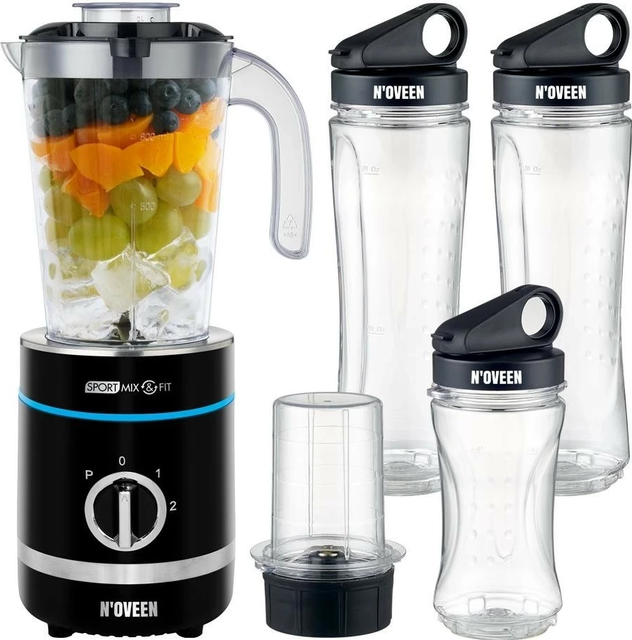 Blender za športne napitke Mix & Fit X-Line SB2000 N'OVEEN, 500 W, 800 ml, črn