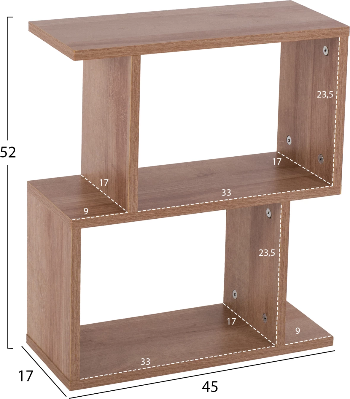 Pomožna miza AMABELLA FH8956.11 z odprtimi prostori za shranjevanje melamin v naravni barvi lesa 45x17x52Hcm