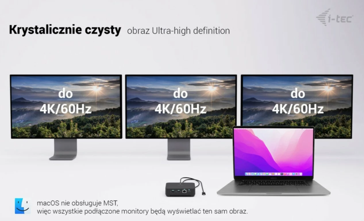 Docking postaja z univerzalnim polnilcem 100W i-tec C31TRIVIDPRO100W, črna