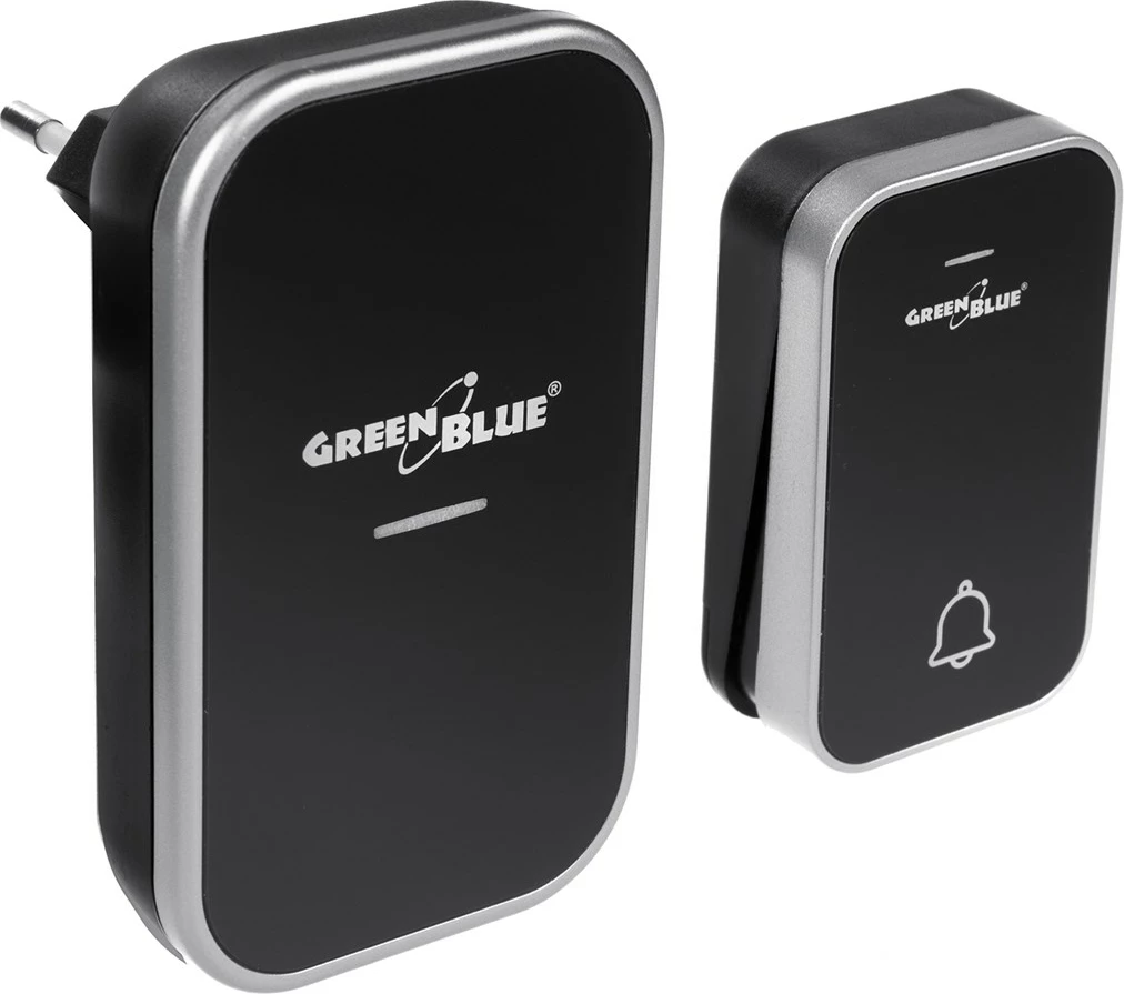 Brezžični zvonec za vrata brez baterij, GreenBlue GB157 B, IP44, črn