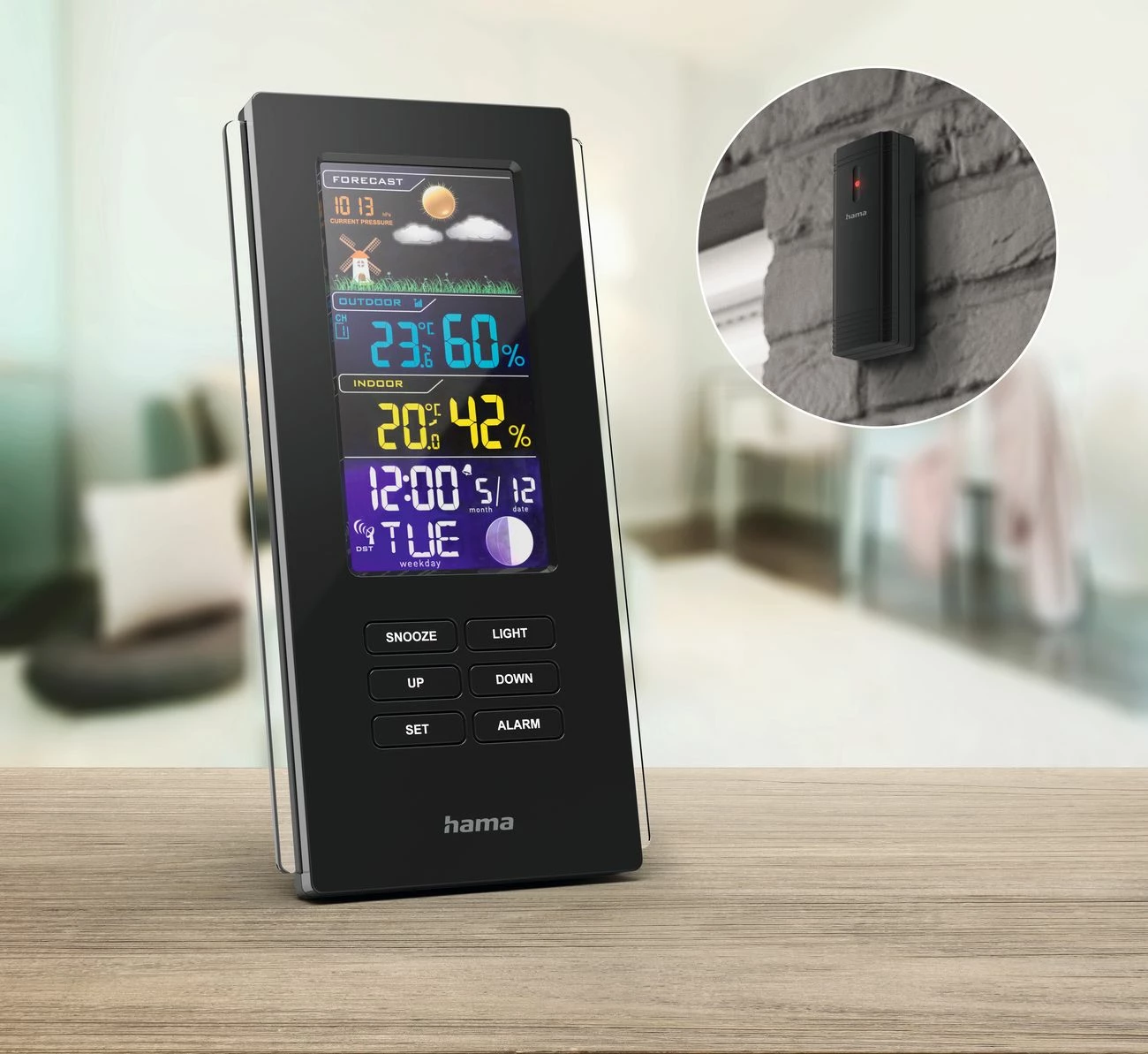 Vremenska postaja z barvnim zaslonom Hama Color Edge, črna