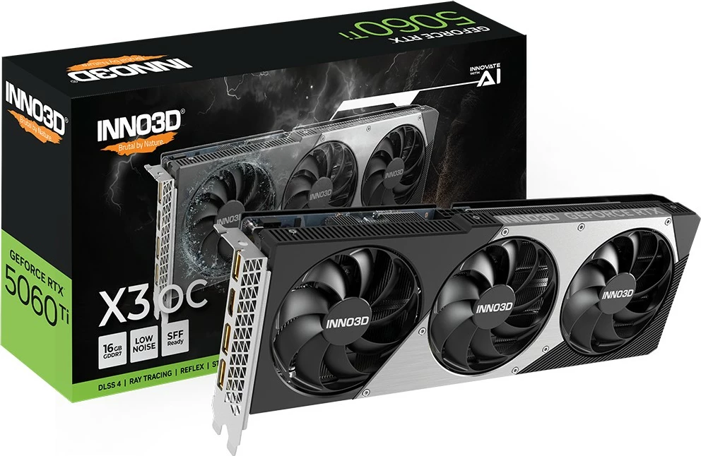 Grafična kartica Inno3D RTX 5060 Ti Twin X3 OC, 16GB GDDR7, 3 ventilatorji Grafična kartica Inno3D RTX 5060 Ti Twin X3 OC, 16GB GDDR7, 3 ventilatorji