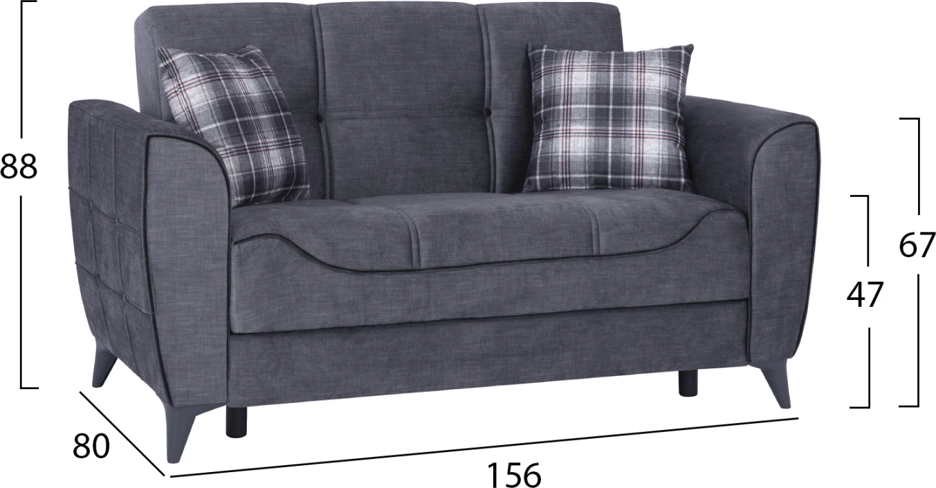 Dvosedna zofa Juana FH3166.20 siva z detajlom temno sive barve 156x80x88 cm