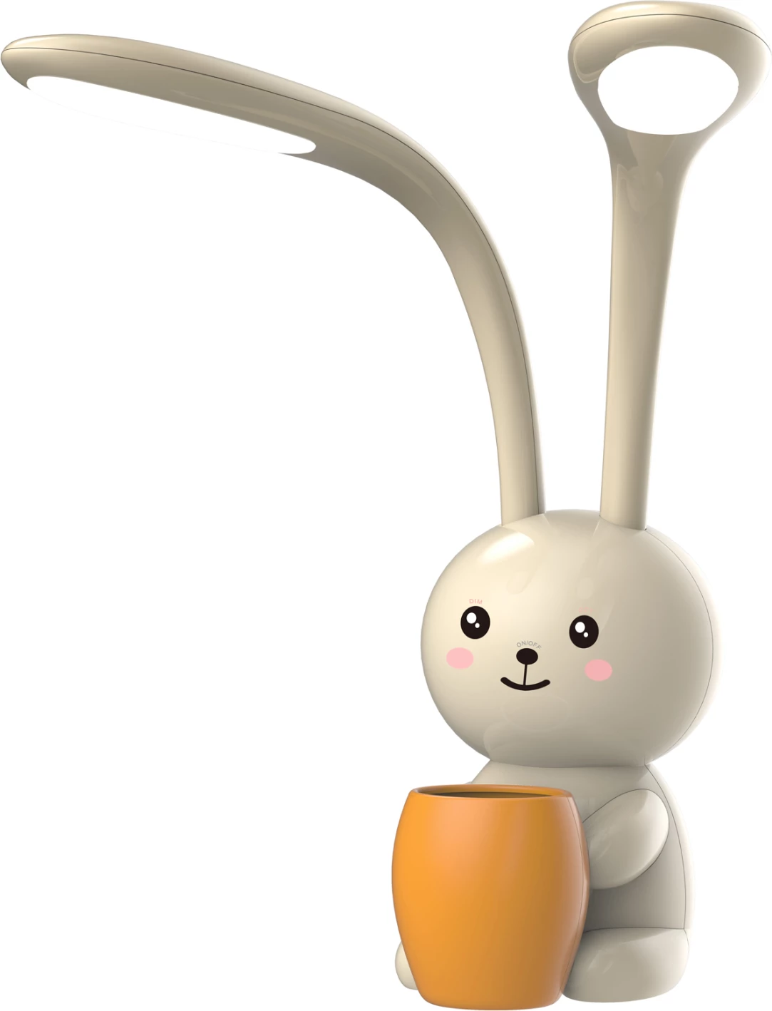 Otroška namizna svetilka LED BADOO FH4456.01 figura zajčka s držalom za pisala rumena ABS