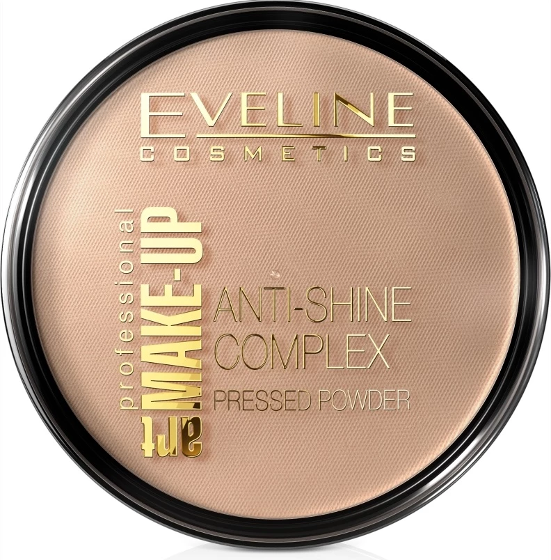 Puder v kompaktnem pakiranju Eveline Cosmetics Art Make-Up Anti-Shine Complex 35 Golden Beige 14 g