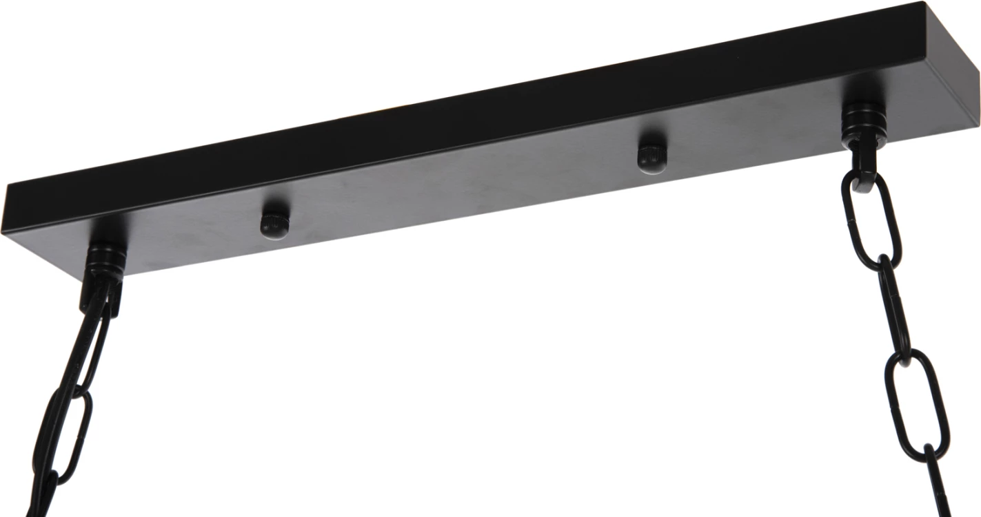 Stropna viseča svetilka s 3 lučmi FH4180 črna kovina-naravna konopljina vrv 80x14,5x137H cm