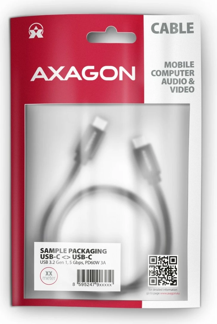 USB-C kabel AXAGON BUCM3-CM20AB, 2 m, 60 W, črn USB-C kabel AXAGON BUCM3-CM20AB, 2 m, 60 W, črn
