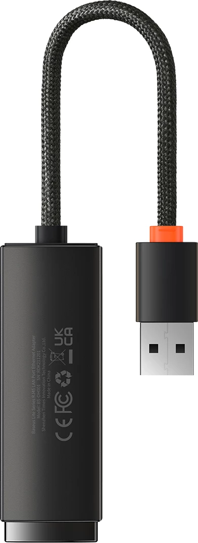 Omrežni adapter USB Type-A na RJ45 LAN, 100Mbps, črn, Baseus Lite Series