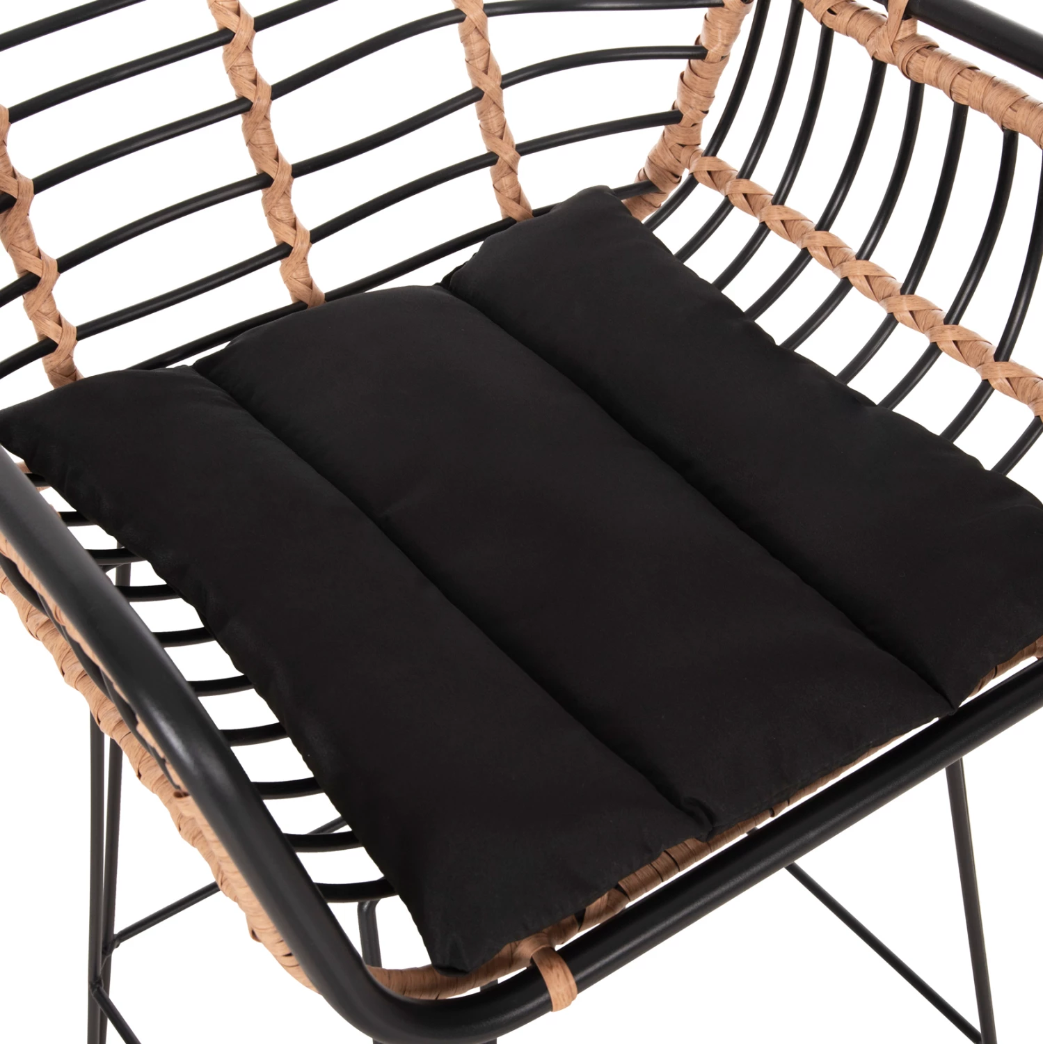 Barski stol Allegra FH5690.11 kovina in blazina črna-pletena bež 55x54x108H cm