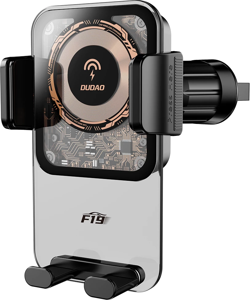 Nosilec za telefon z brezžičnim polnjenjem 15W Dudao F19, črn