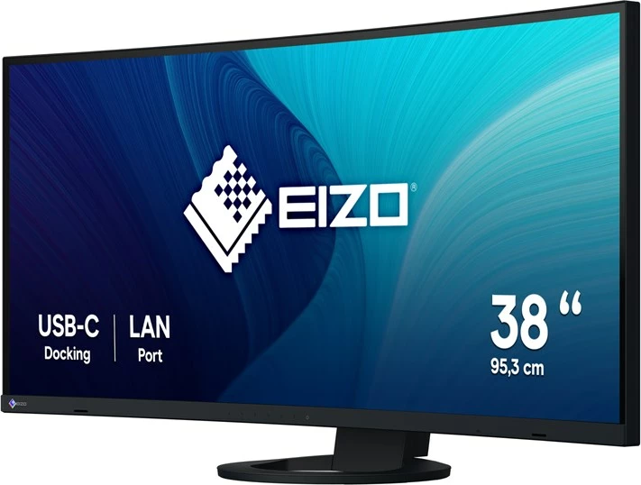 UltraWide Quad HD+ ukrivljen monitor, EIZO FlexScan EV3895-BK, 37,5 in, črn