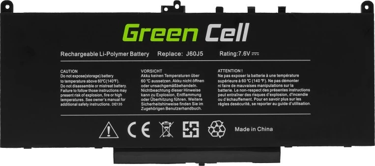Baterija Green Cell DE135 za Dell Latitude E7270/E7470, 5800mAh, 7.6V, črna