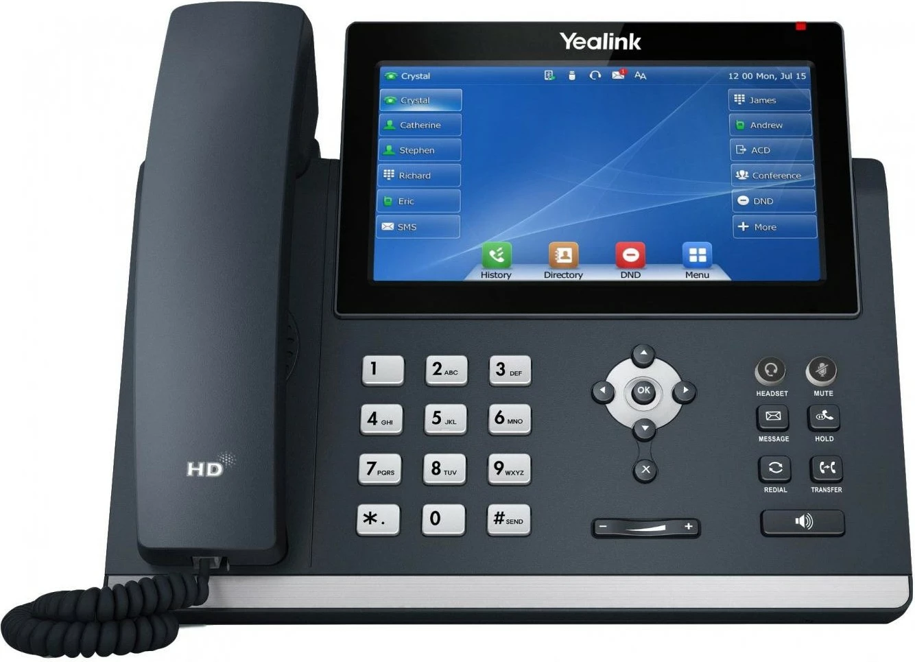 IP telefon zložljiv Yealink SIP-T48U, LED zaslon 17,8 cm, siv