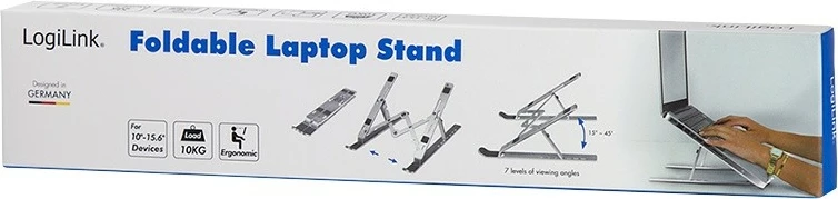 Zložljivo stojalo za prenosnik LogiLink AA0134, za 10–16 palcev, aluminij, srebrno