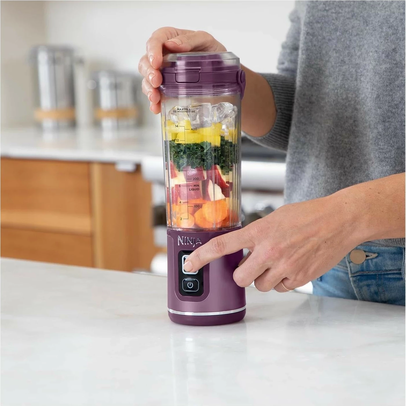 Prenosni mešalnik Ninja BC151, 0,53 L, USB-C, vijoličen