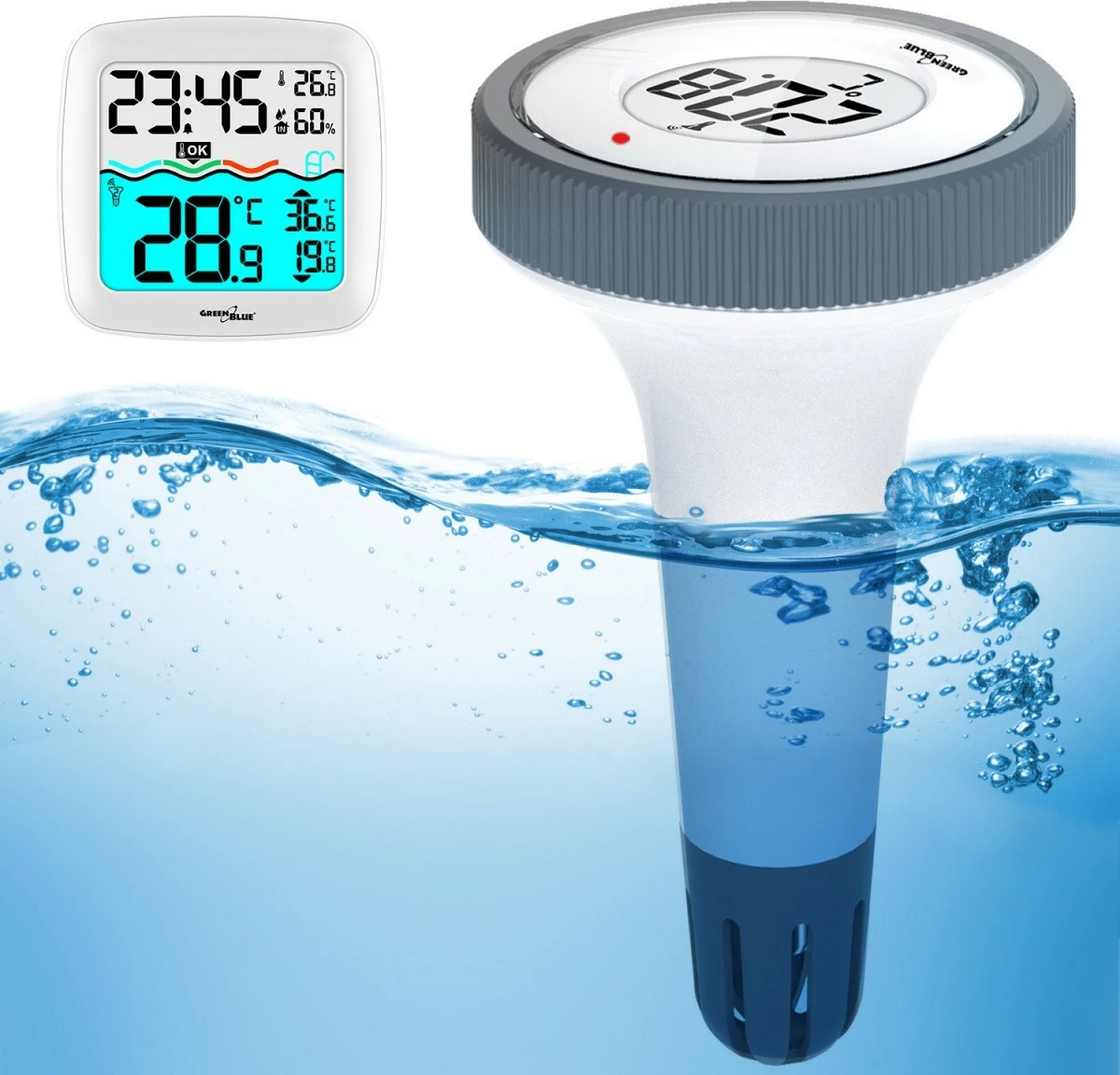 Merilnik vremena z merilcem temperature za bazen GreenBlue GB216, bel