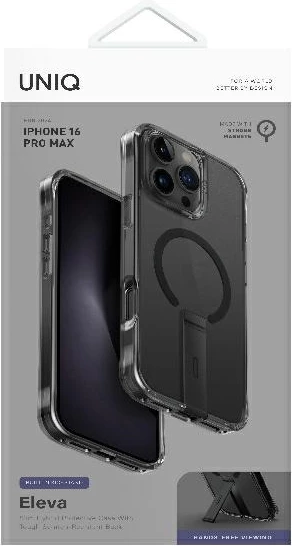 Ovitek za telefon z Vertica stojalom Eleva UNIQ za iPhone 16 Pro Max, črn