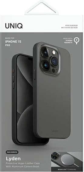 Ovitek za telefon UNIQ Lyden DS za iPhone 15 Pro 6.1", MagClick, sivo-črn
