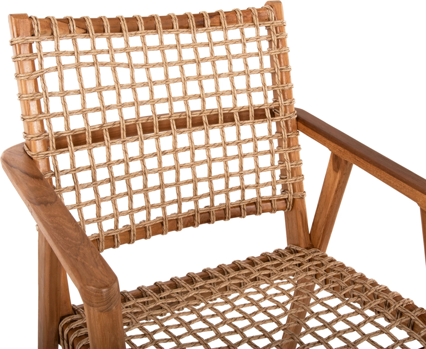 VAYA naslanjač iz tikovine in sintetične vrvi v naravni barvi 54x59x84Hcm