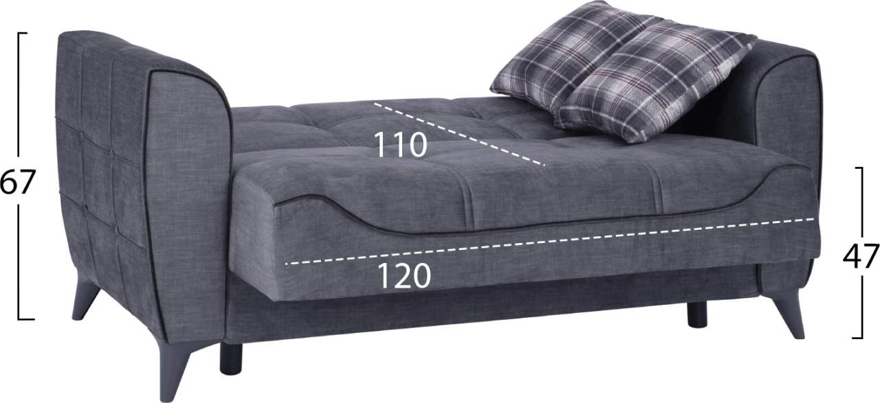 Dvosedna zofa Juana FH3166.20 siva z detajlom temno sive barve 156x80x88 cm
