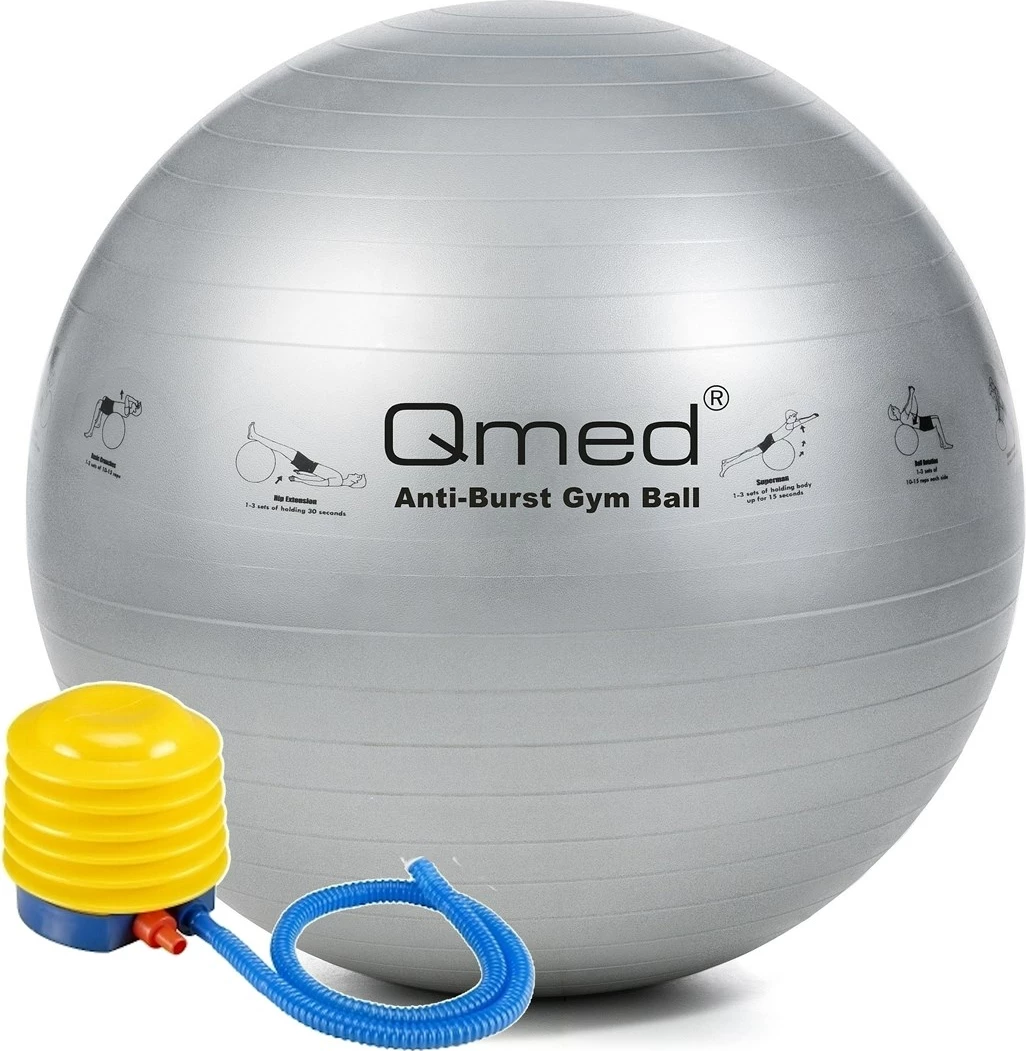 Rehabilitacijska žoga z zračno črpalko MDH, 85 cm, srebrna