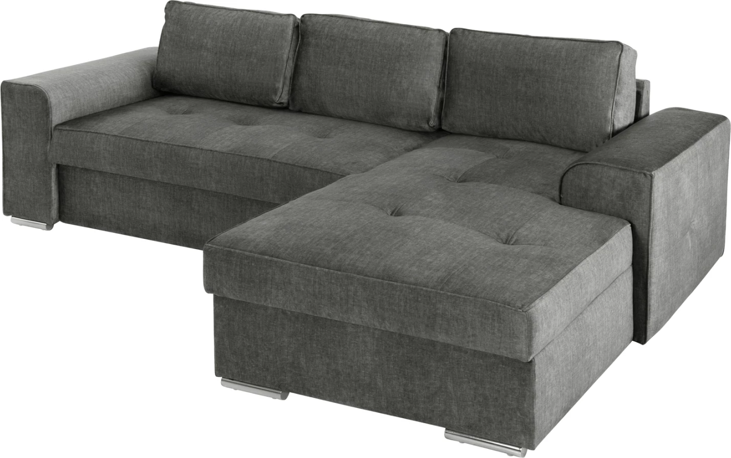 Desni kotni kavč NACHO FH3279.02R iz antracitne tkanine-srebrne kovinske noge 270x163x88Hcm