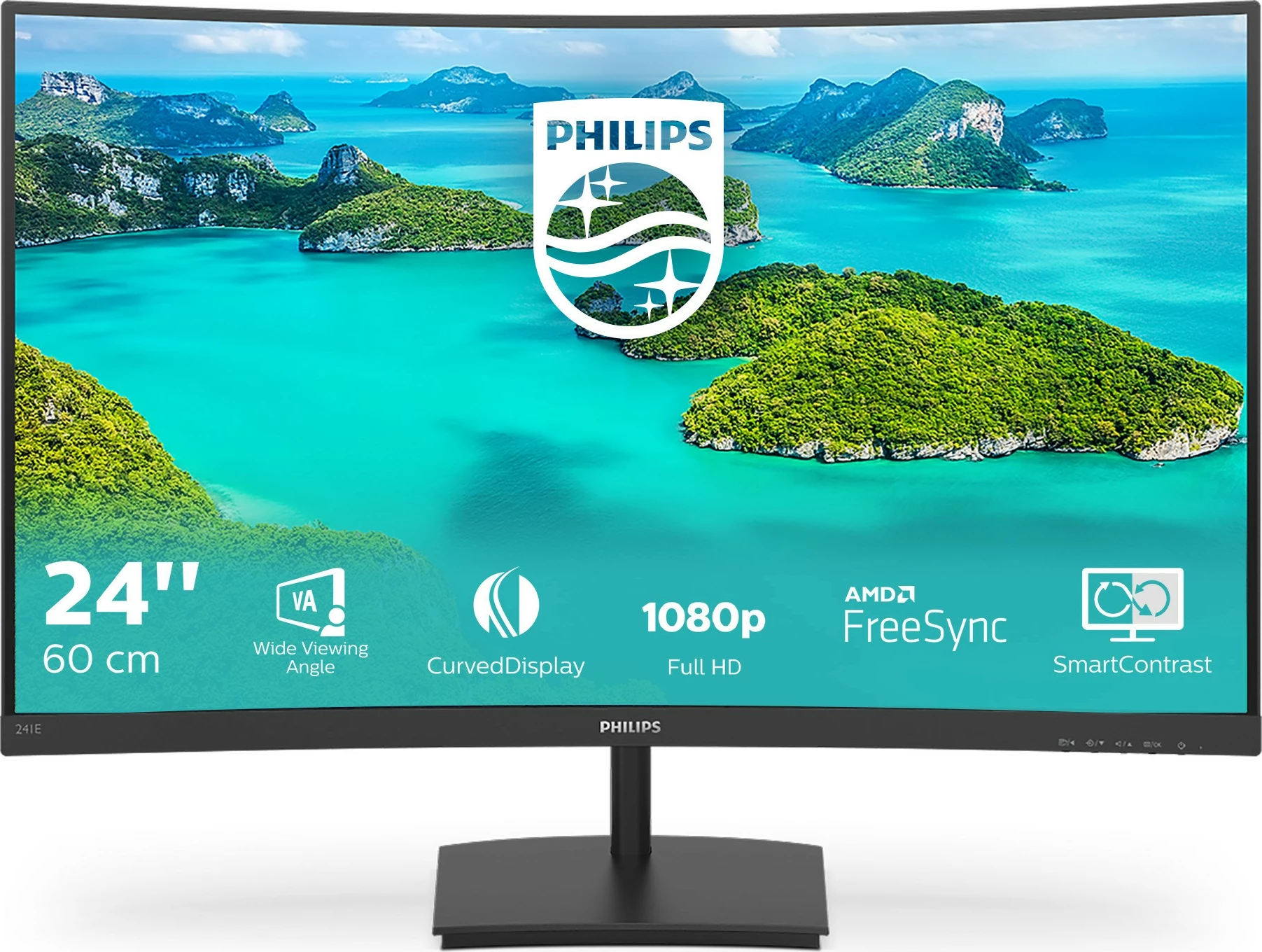 Zakrivljen 23,6" monitor Full HD Philips 241E1SCA/00, črn Zakrivljen 23,6" monitor Full HD Philips 241E1SCA/00, črn