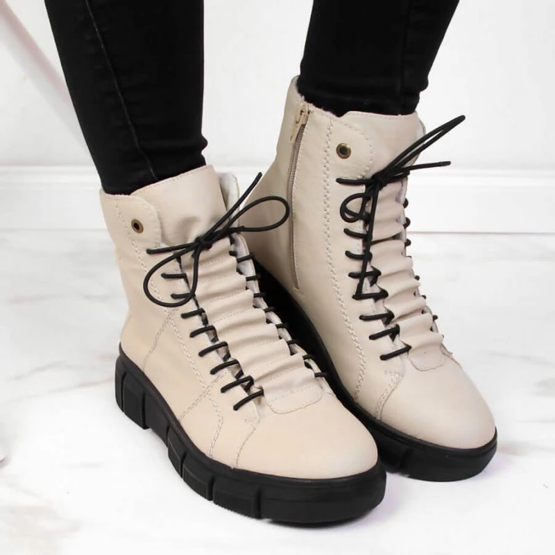 Izolirane ženske škornje, Rieker, bež Izolirane ženske škornje, Rieker, bež