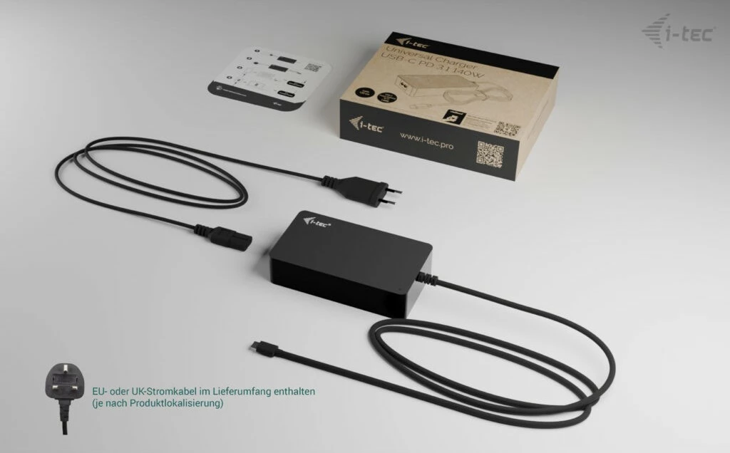 Univerzalni polnilec USB-C PD 3.1 140W, I-Tec, črn