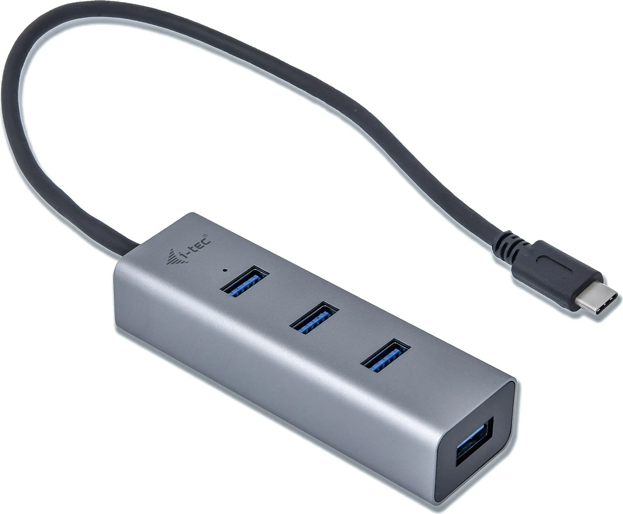 USB-C razdelilec I-Tec, 4 vrata, USB 3.2 Gen 1, 5000 Mbit/s, srebrno-siv