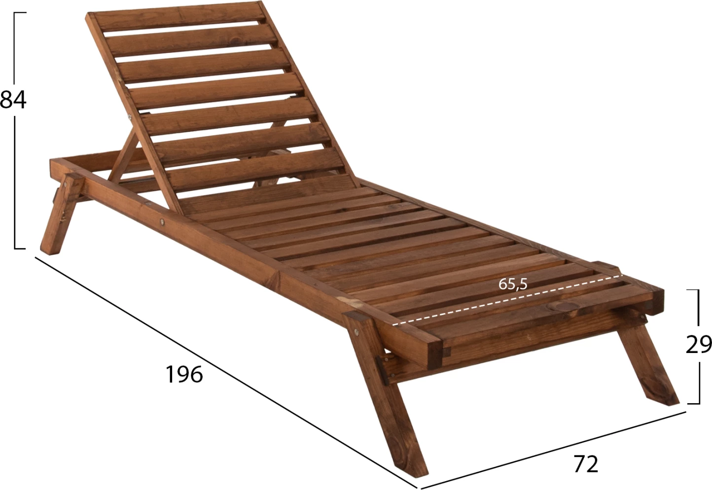 Profesionalni ležalnik FH11431.01 iz jelovine v odtenku oreha 72x196x29-84H cm