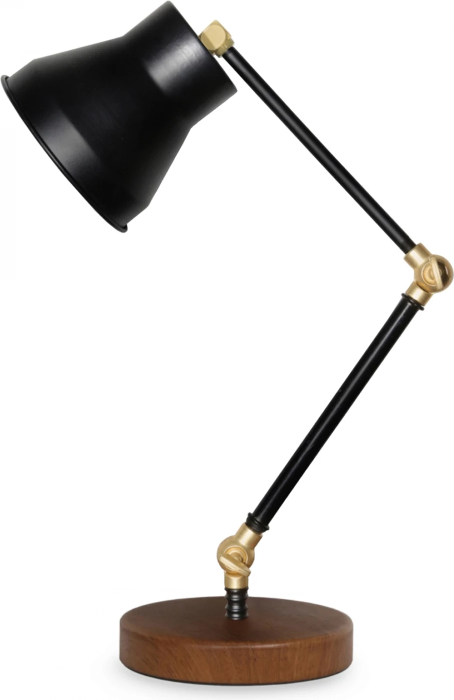 Namizna svetilka FH7585.01 svetlo rjava osnova, črne roke, črna kapa