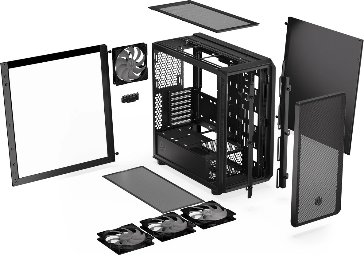 Midi tower ohišje Endorfy Arx 700 ARGB EY2A013, tempered glass, 4x ARGB ventilatorji, črno
