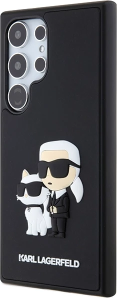 3D gumijast ovitek s Karl & Choupette za Samsung Galaxy S24 Ultra, Karl Lagerfeld, črn