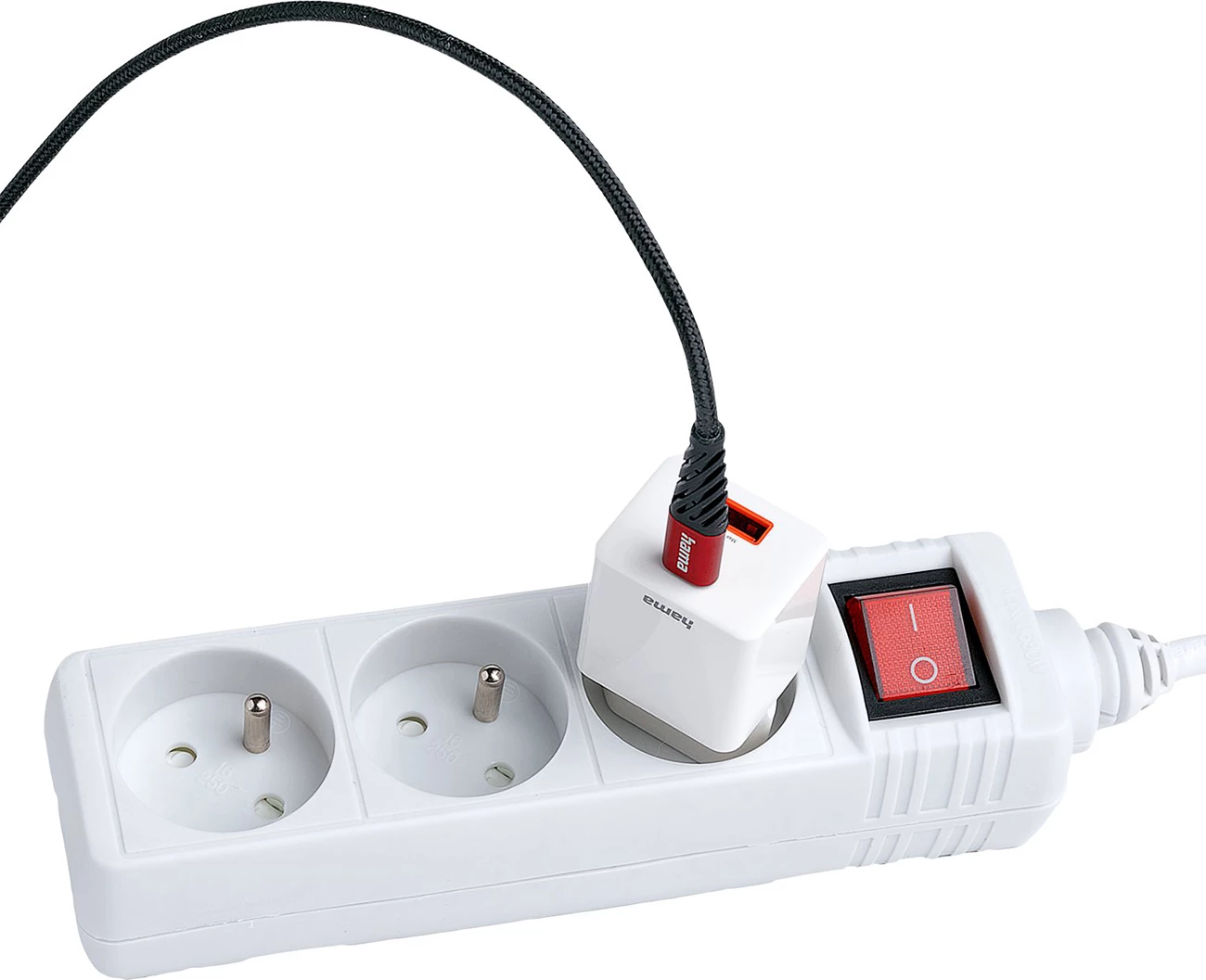 Podaljšek Hama Standard, 3 vtiči, 1,5 m, bel